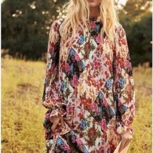 Anthropologie Patchwork Floral Long Sleeve Dress